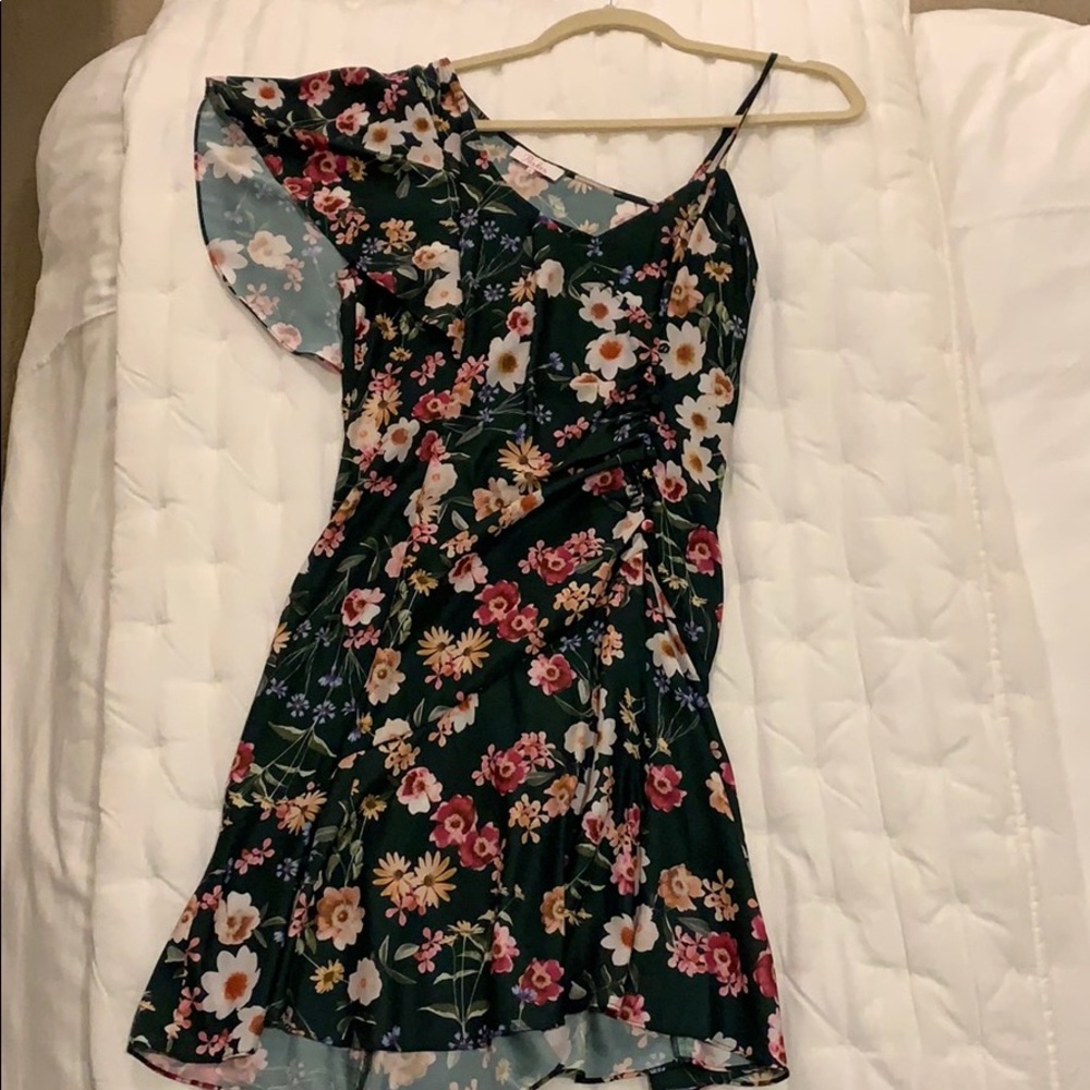 Parker dark green flower print dress